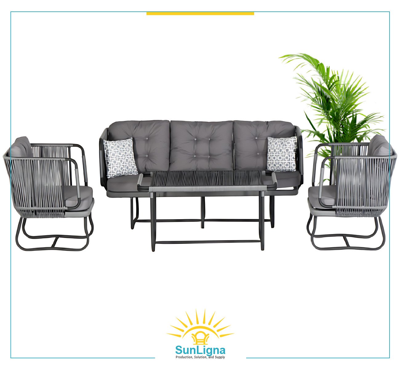 3-Seater Outdoor Lounge Set