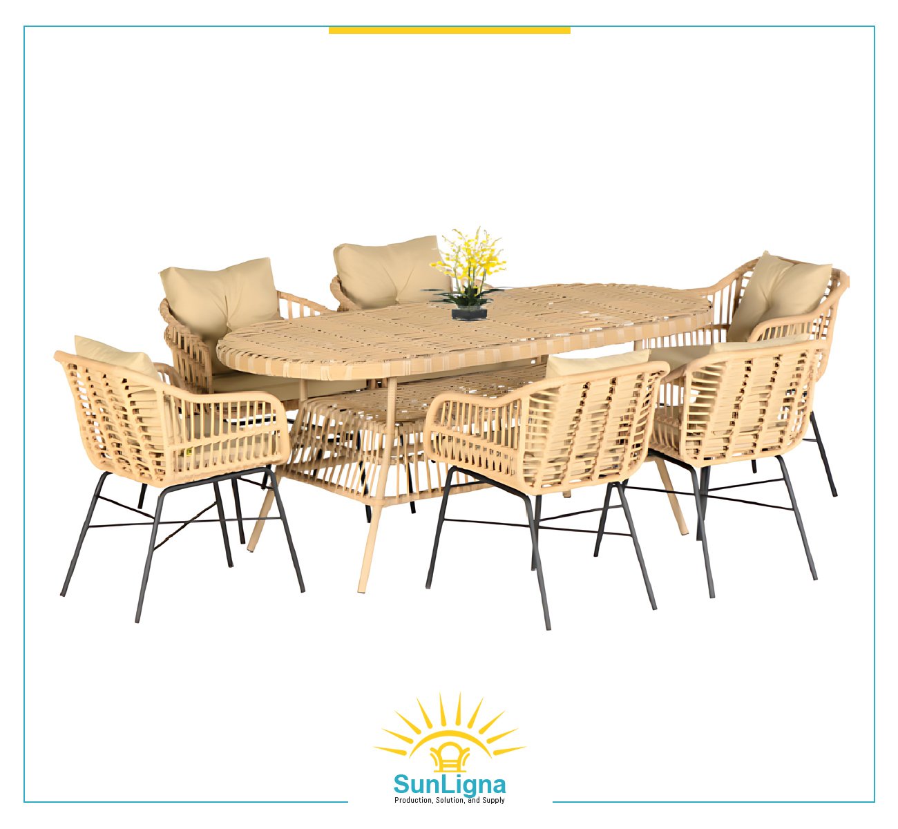 Outdoor Oval Dining Table Set 100x200